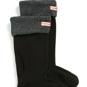 New box hunter boot socks black glitter zs Large